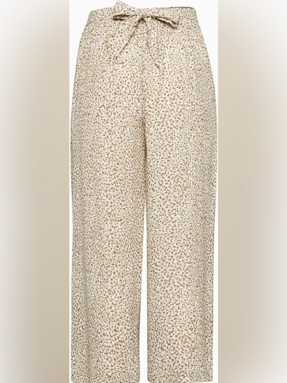 Wilfred Wide Leg Pants in Beige with Tan Leopard Print